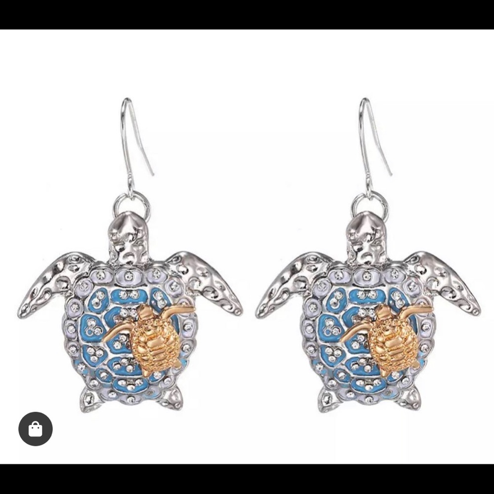 Sea turtle enamel earrings